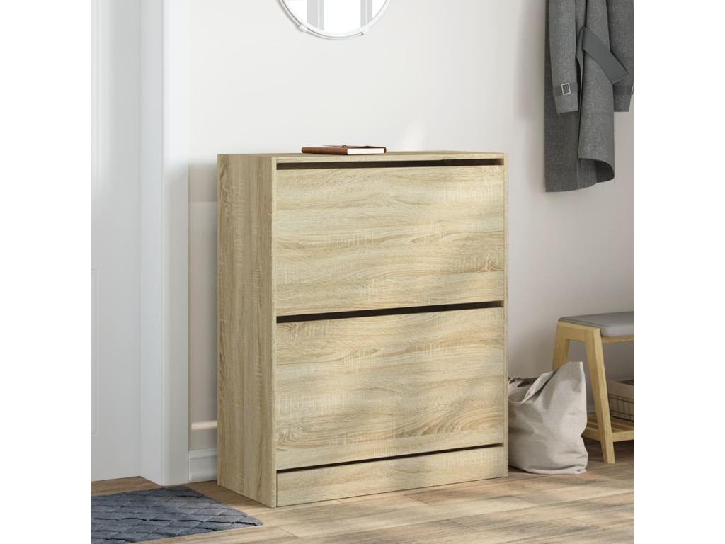 Domopure oak shoe cabinet 80x34x96.5 engineered wood FJFS82893