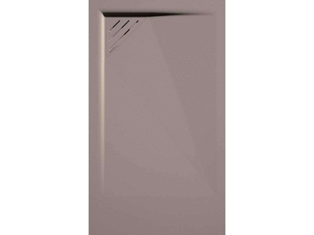 Sand-colored shower tray with smooth finish, Decohaute colored grate - 90x80 cm FECQ19187
