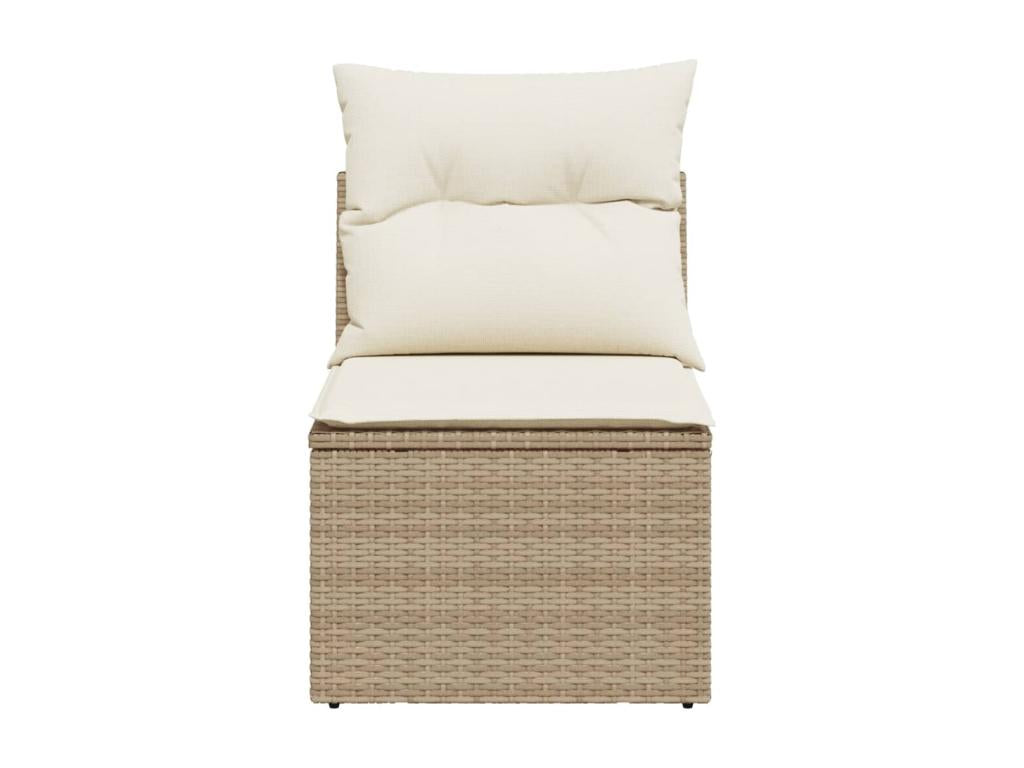 Garden sofa without armrests, beige cushions, woven resin EWWN72222
