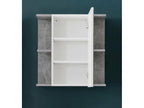 Chezlova - Bathroom furniture - Vanity unit with mirror in glossy white-grey melamine - WHD 60-62-20cm ZTCJ87775