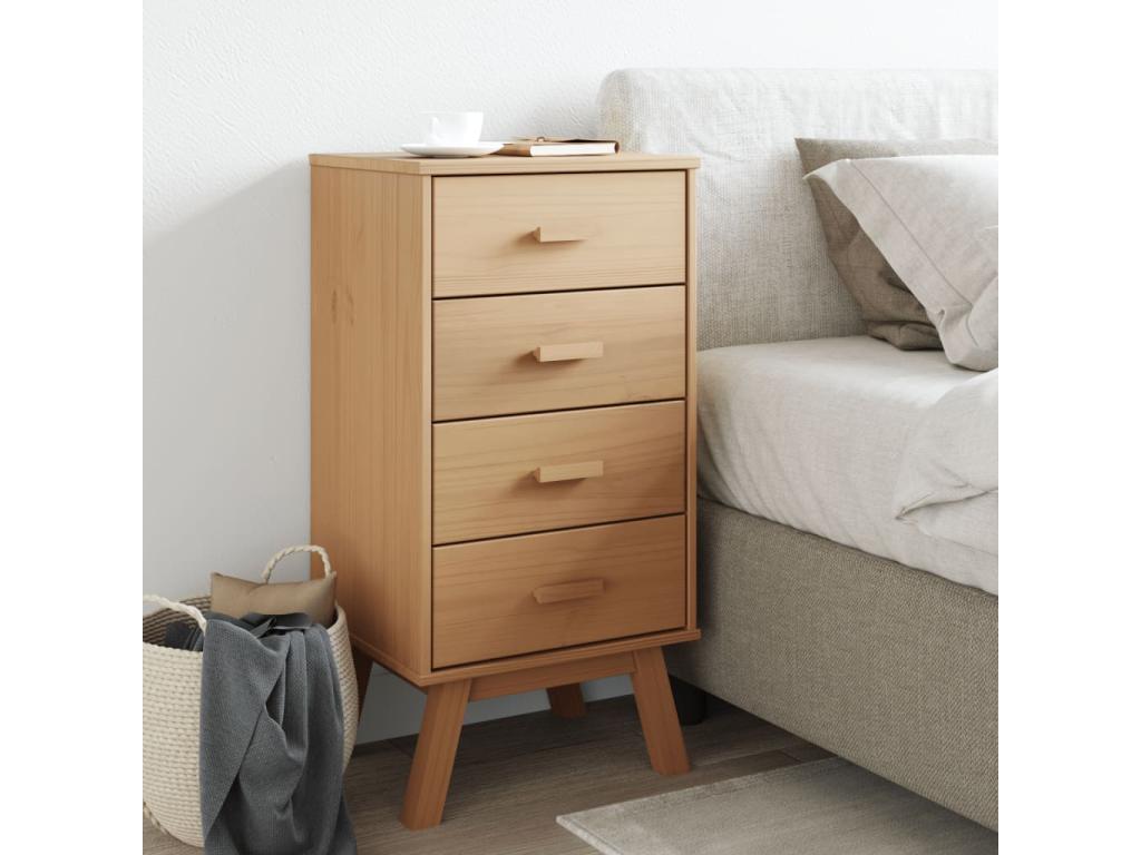 Decohaute bedside table, brown solid pine wood, BOQH72371