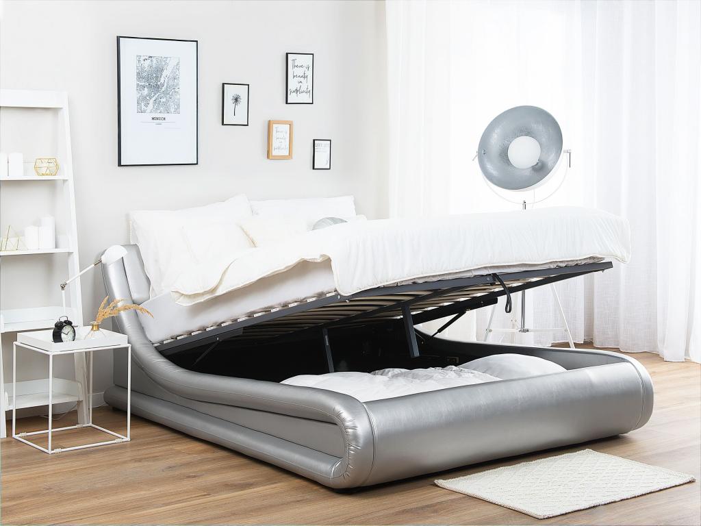 Decohaute PU Leather Ottoman Bed 180x200 cm Silver DNRJ32674