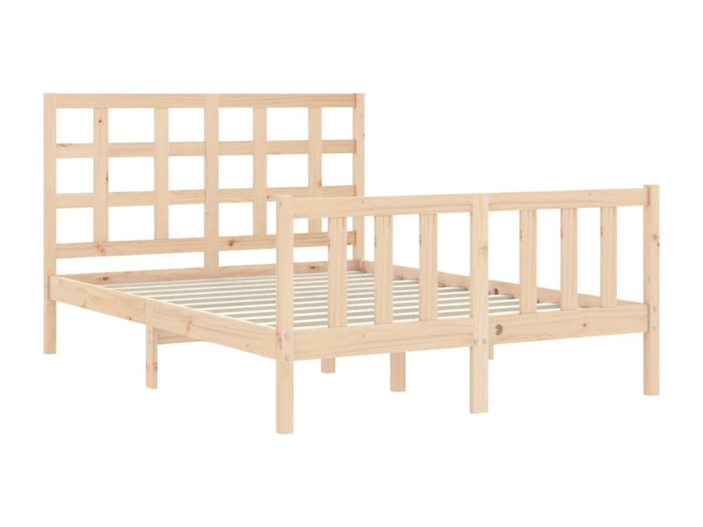 Bed frame with double headboard, solid wood MDAA73628