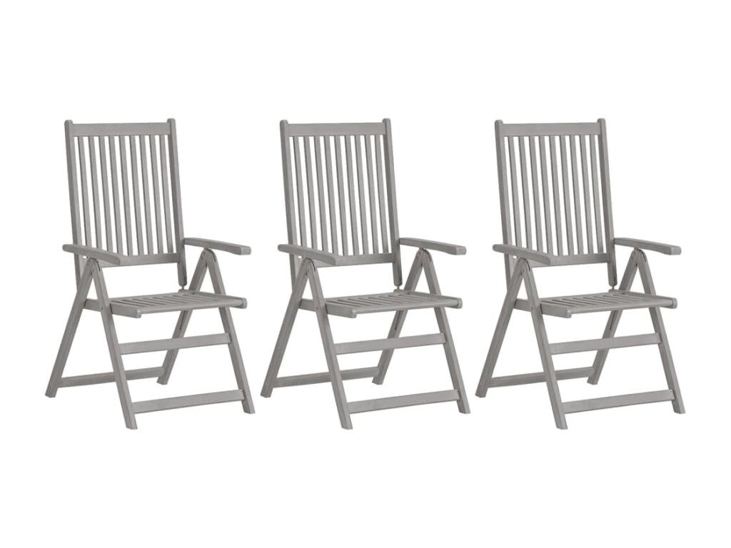 Domopure LPHD50584 3-Piece Reclining Garden Chairs with Cushions, Wood