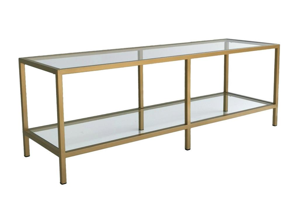 Gold glass TV stand - gold - modern and elegant design - 130x45x40cm WEAS66112