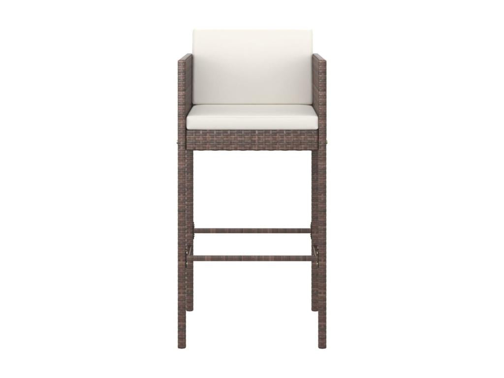 5-piece garden bar set and cushions, brown woven resin, TJRS24218