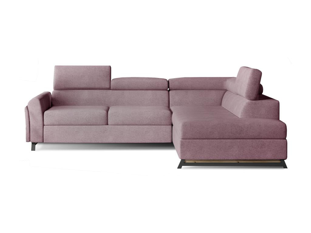 Decohaute 265cm Right-Hand Corner Sofa Bed in Light Pink Fabric with Adjustable Headrests NFPL91682