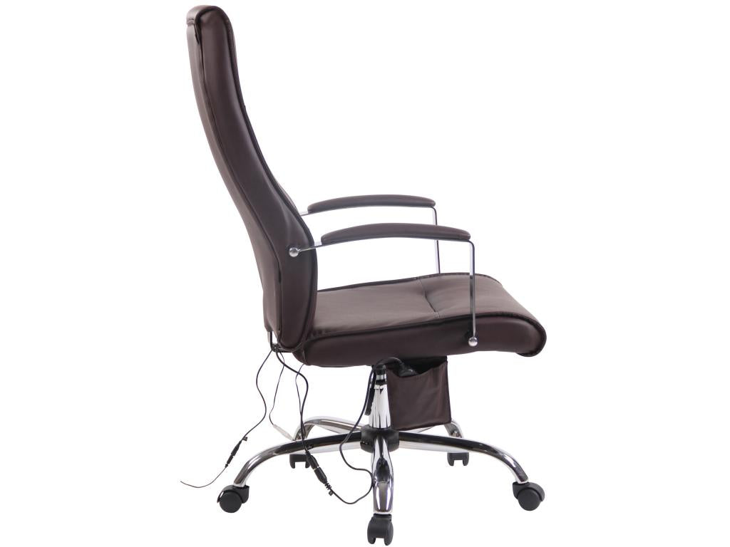 Office chair - Faux leather / Chrome metal - Brown - Portland BOEX24513