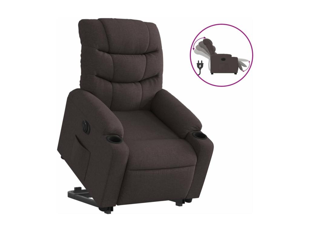 Dark brown fabric electric recliner armchair FVAM41906