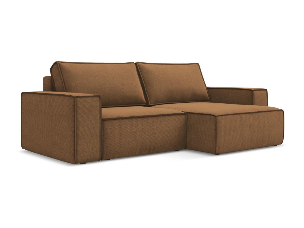 Right-hand corner sofa bed in textured fabric - terracotta - Decohaute QLUJ27811