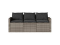 Garden sofa with cushions, 3-seater grey woven resin RZER56853