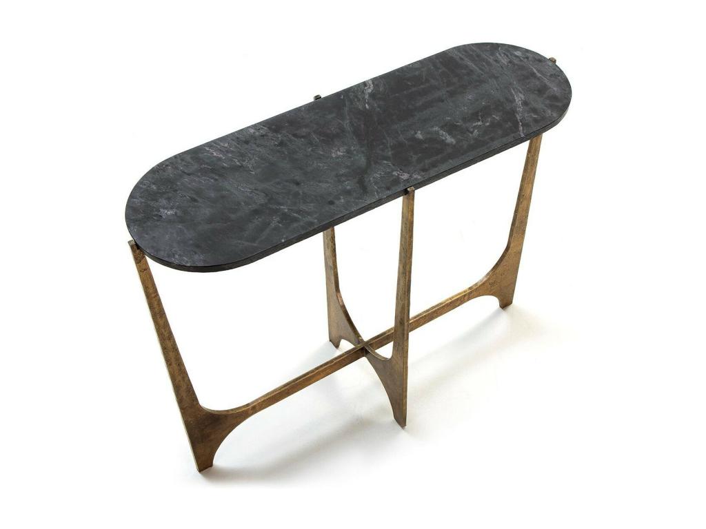 Black marble console table with gold metal legs, Decohaute, 92cm, ZUWN86393