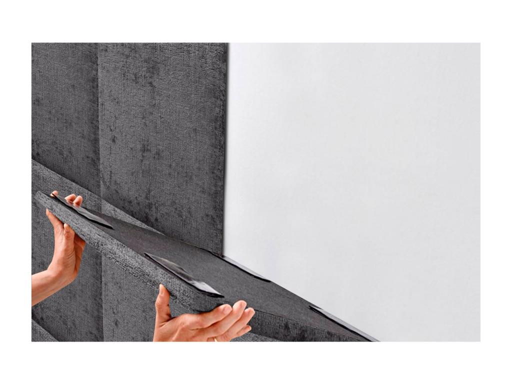 Decohaute Upholstered Headboard in Eco-Friendly Wool, Composed of Interchangeable Self-Adhesive Panels, Luxury Upholstered Bedroom, Dark Grey, 110 cm KBUY39976