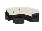 6-piece garden furniture set with cushions, black woven resin LMHA28731