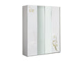 Designer bedroom wardrobe with 2 sliding doors, white and gold lacquered wood, Decohaute, 182cm, MCHU03642