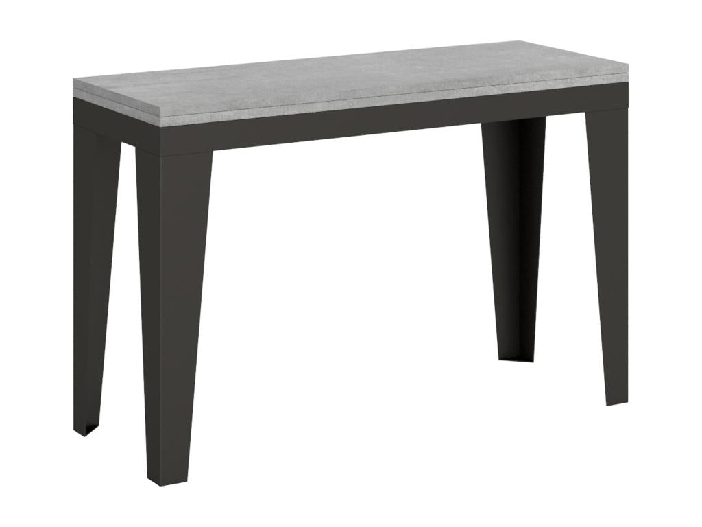 Flame Double Extendable Folding Table 120x45/90 cm Concrete Grey Anthracite Frame WWEJ85383