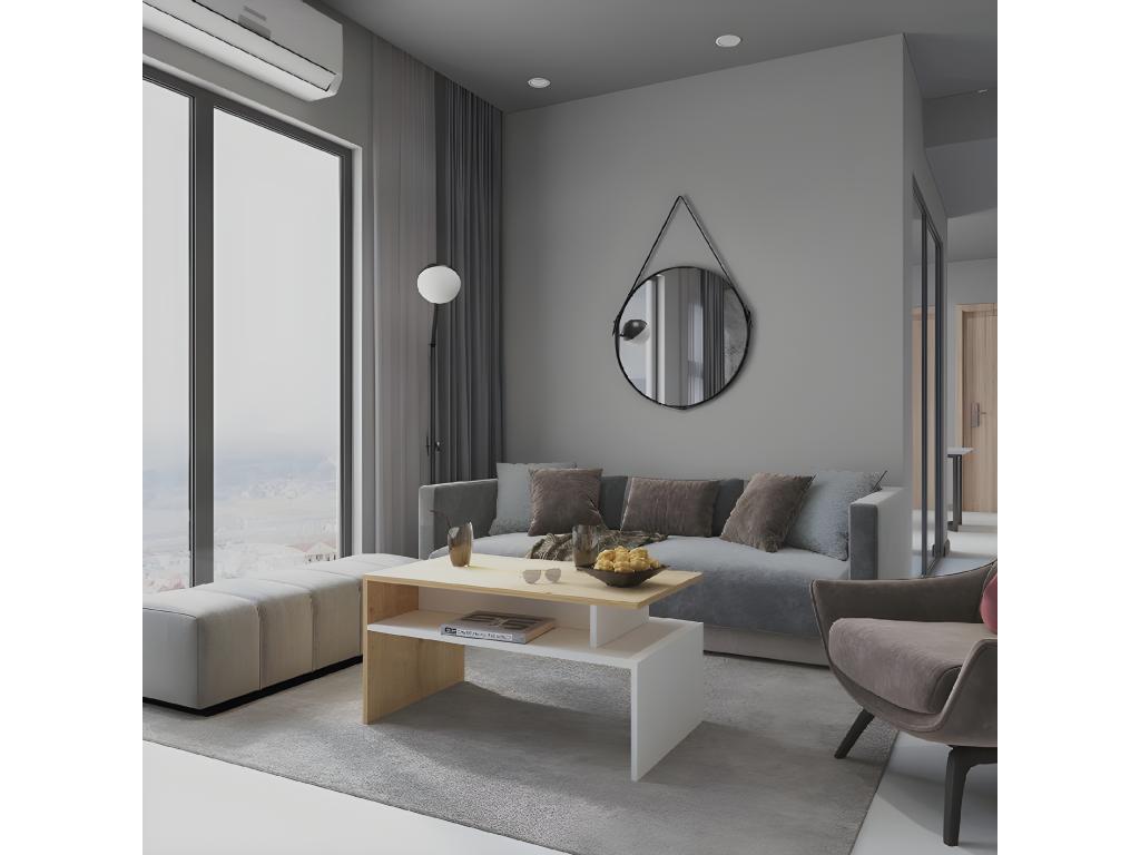 Decohaute coffee table 90x50x43 cm White and oak LBKL56453