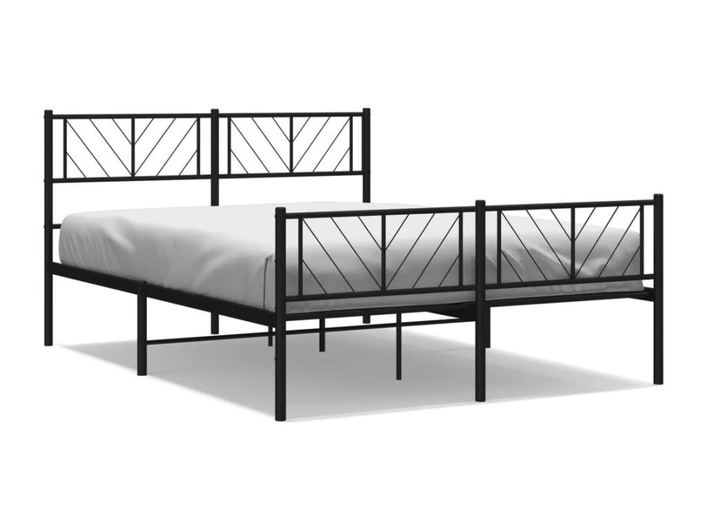 Black metal bed frame with headboard/footboard, 135x190 cm, ZAXY41977