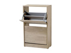 Shoe cabinet with 2 drop-down doors, oak finish, Domopure COVA27718