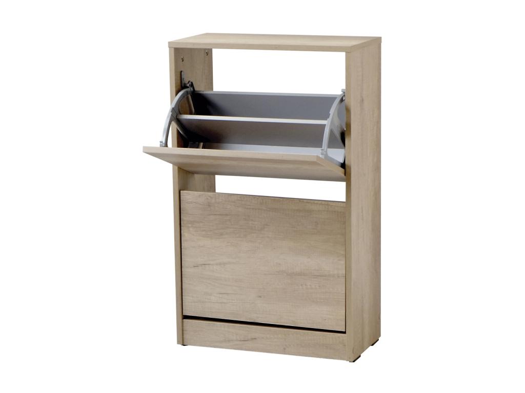 Shoe cabinet with 2 drop-down doors, oak finish, Domopure COVA27718
