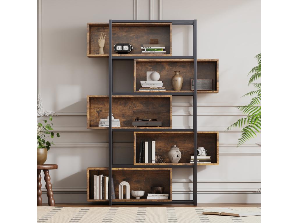 5-Tier Bookshelf - 121x35x176 cm - MDF Wood and Steel Tube - Brown EJES95605