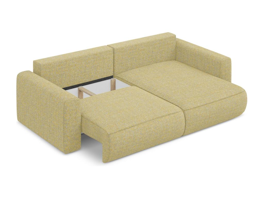 2.5-seater right-hand corner sofa bed in textured fabric - mustard - Decohaute GGIT35369