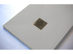 Extra-flat 80x150 cm PURE shower tray in grey slate-effect resin with stainless steel grate JUIK70743