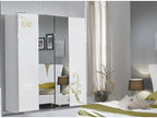 Designer bedroom wardrobe with 2 sliding doors, white and gold lacquered wood, Decohaute, 182cm, MCHU03642