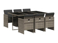 7-piece grey rattan garden dining set and cushions NXVP45636