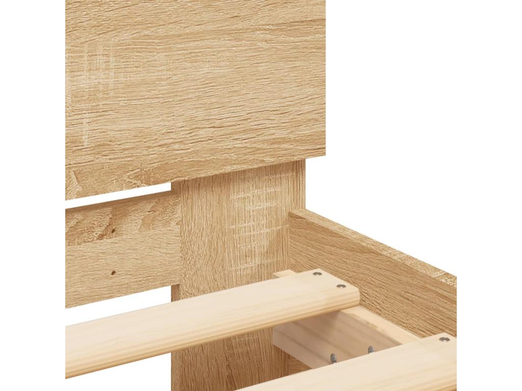 Decohaute oak bed frame with headboard, 140x190 cm, VNQR06118