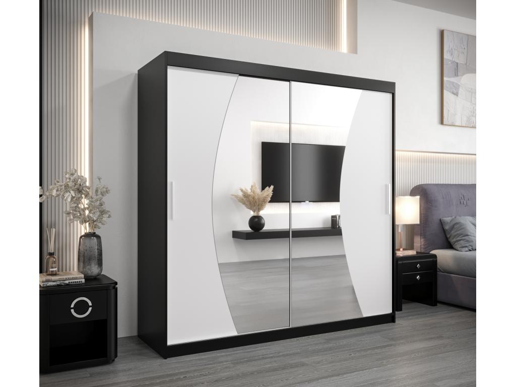 Chezlova Sliding Door Wardrobe 200/200/62 2 Doors Black/White VCDU72273