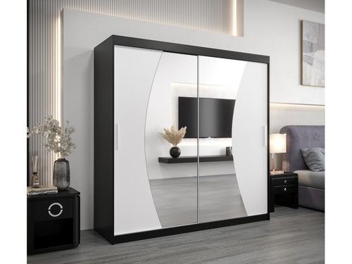 Chezlova Sliding Door Wardrobe 200/200/62 2 Doors Black/White VCDU72273