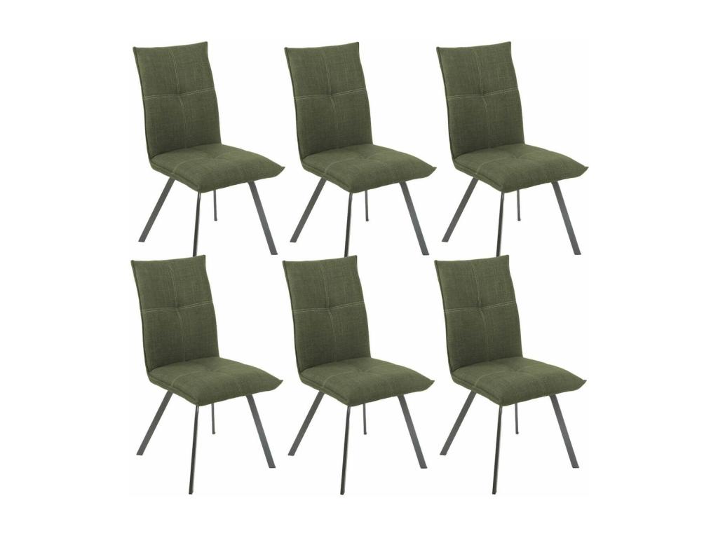Decohaute - Set of 6 Textured Fabric Chairs, Khaki Green BMJZ80585