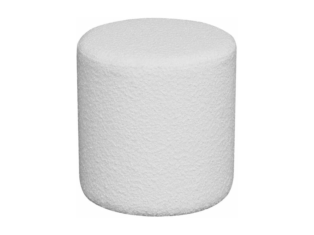 Decohaute - Round Pouf 34cm in Bouclé Fabric, White AFCT17516