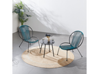 Set of 2 armchairs and 1 coffee table, blue, Decohaute PONO73389