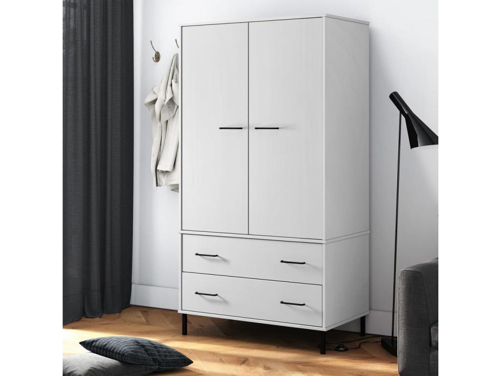 Wardrobe with metal legs, white, 90x55x172.5 cm, wood, Chezlova OBLE36463