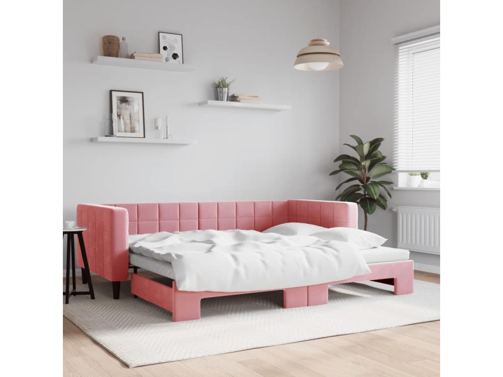 Daybed with pull-out bed (no mattress) pink 90x200 cm PLKD01095