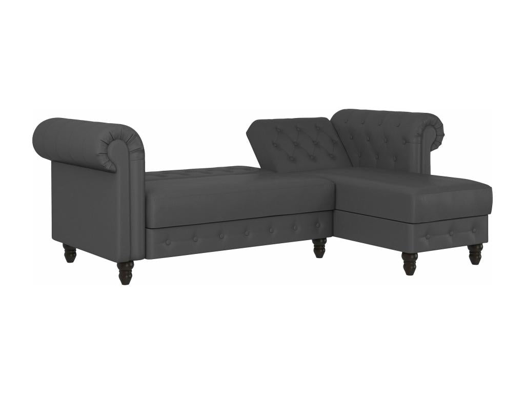 Decohaute - 3-seater sofa bed with chaise longue in anthracite PU QWVQ79680