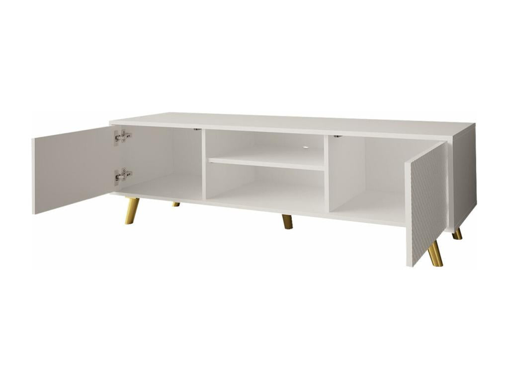 Chezlova F101 White TV Stand, 2 doors, 140x42x40cm, XTKY39695