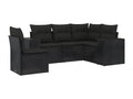 5-piece garden furniture set with cushions, black woven resin CMPX42234