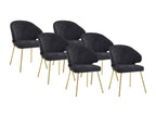 Set of 6 fabric and gold metal chairs - Black - Domopure BWNB06391