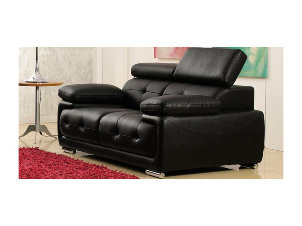 SAN Decohaute Black 2-Seater Leather Sofa - Right Corner YSRH67965