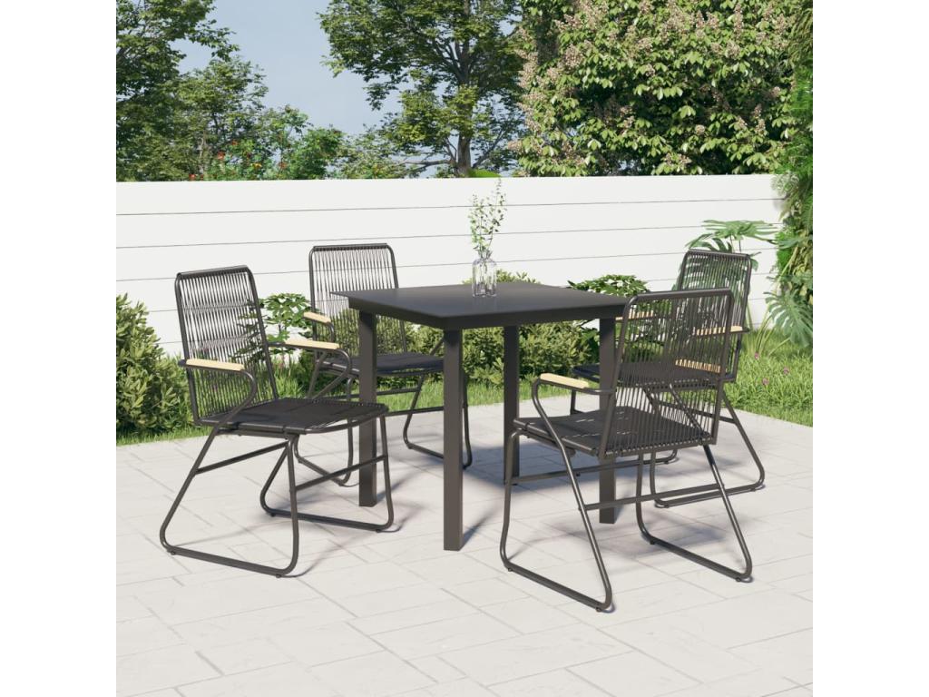 5-piece garden dining set, black rattan PVC, UEPE07299