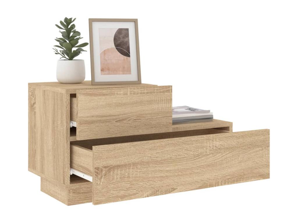 Bedside table with LED lighting, oak finish, 70x36x40.5 cm, ZHTJ19203
