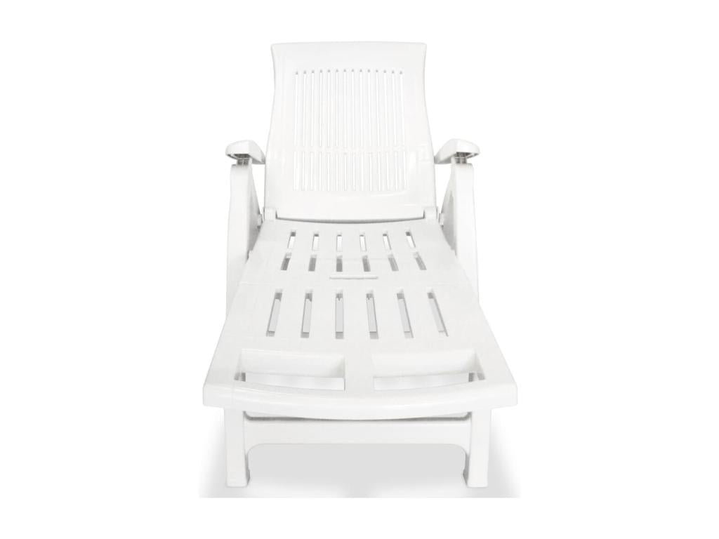 Chaise longue with footrest, white plastic, UYAN85864
