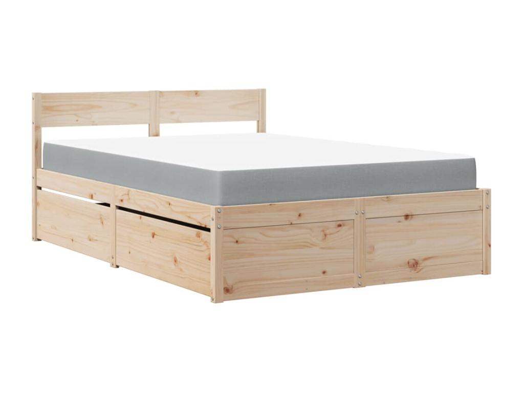 Bed with drawers and mattress 120x190 cm solid pine wood MKFW90052