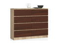 Decohaute K120 Oak Chest of Drawers, 120 cm, 8 Drawers, Wenge Front, 120x40x99 cm AIUC37829