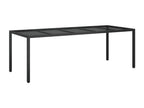 11-piece garden dining set with cushions, black rattan and glass, RCFQ79408