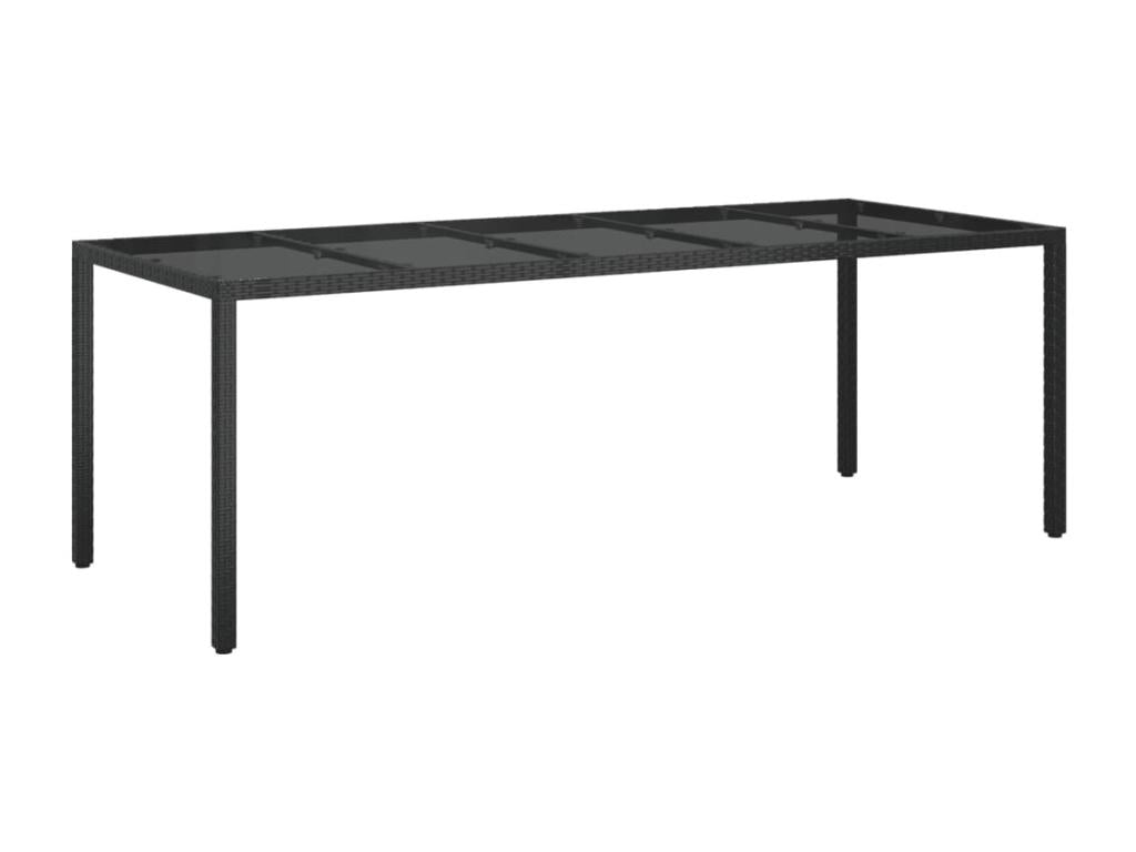 11-piece garden dining set with cushions, black rattan and glass, RCFQ79408