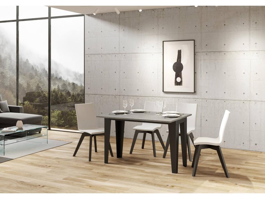 Flame Double Extendable Folding Table 120x45/90 cm Concrete Grey Anthracite Frame WWEJ85383